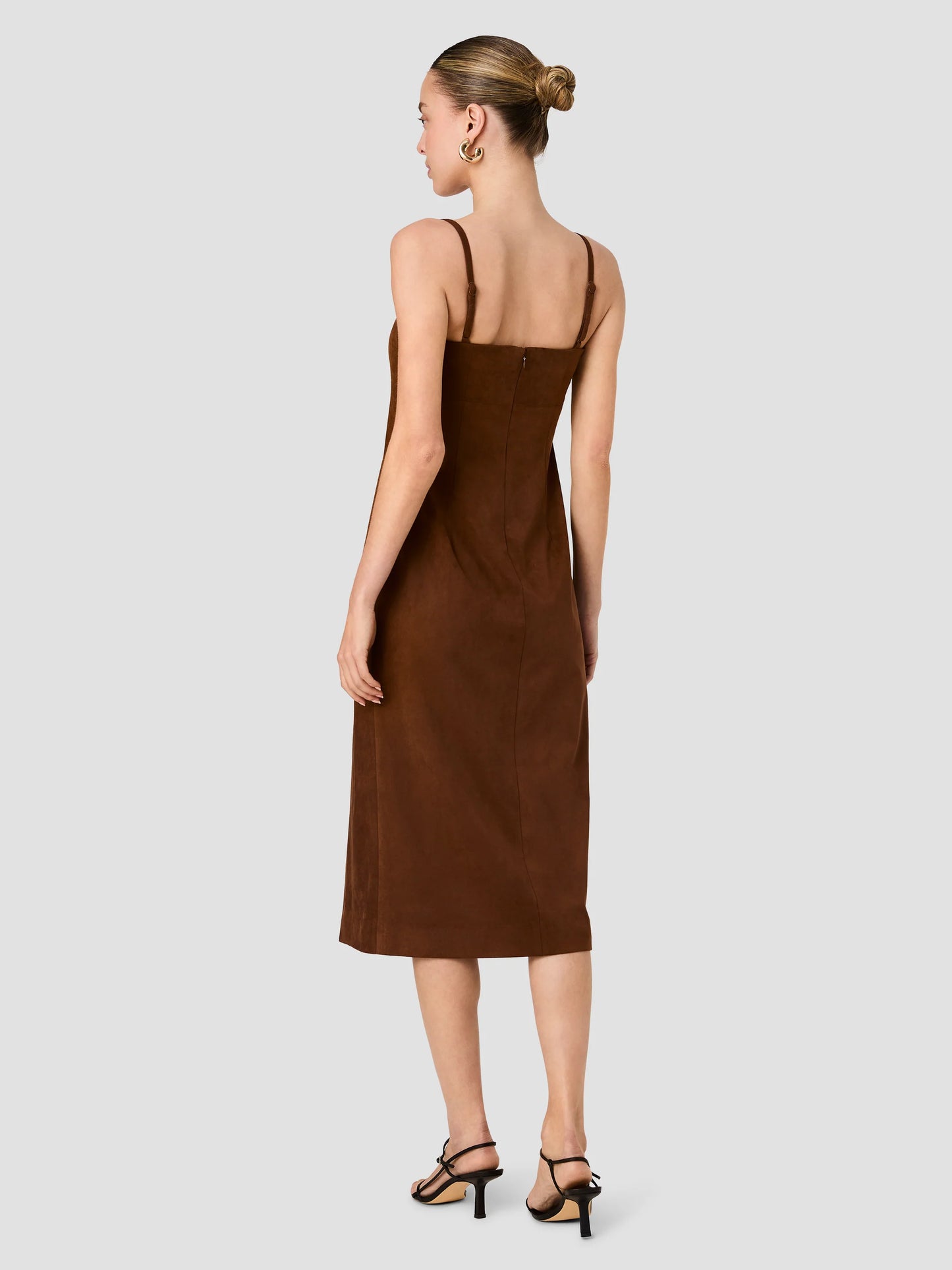 Sonja Suede Midi Dress- Brown