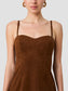 Sonja Suede Midi Dress- Brown
