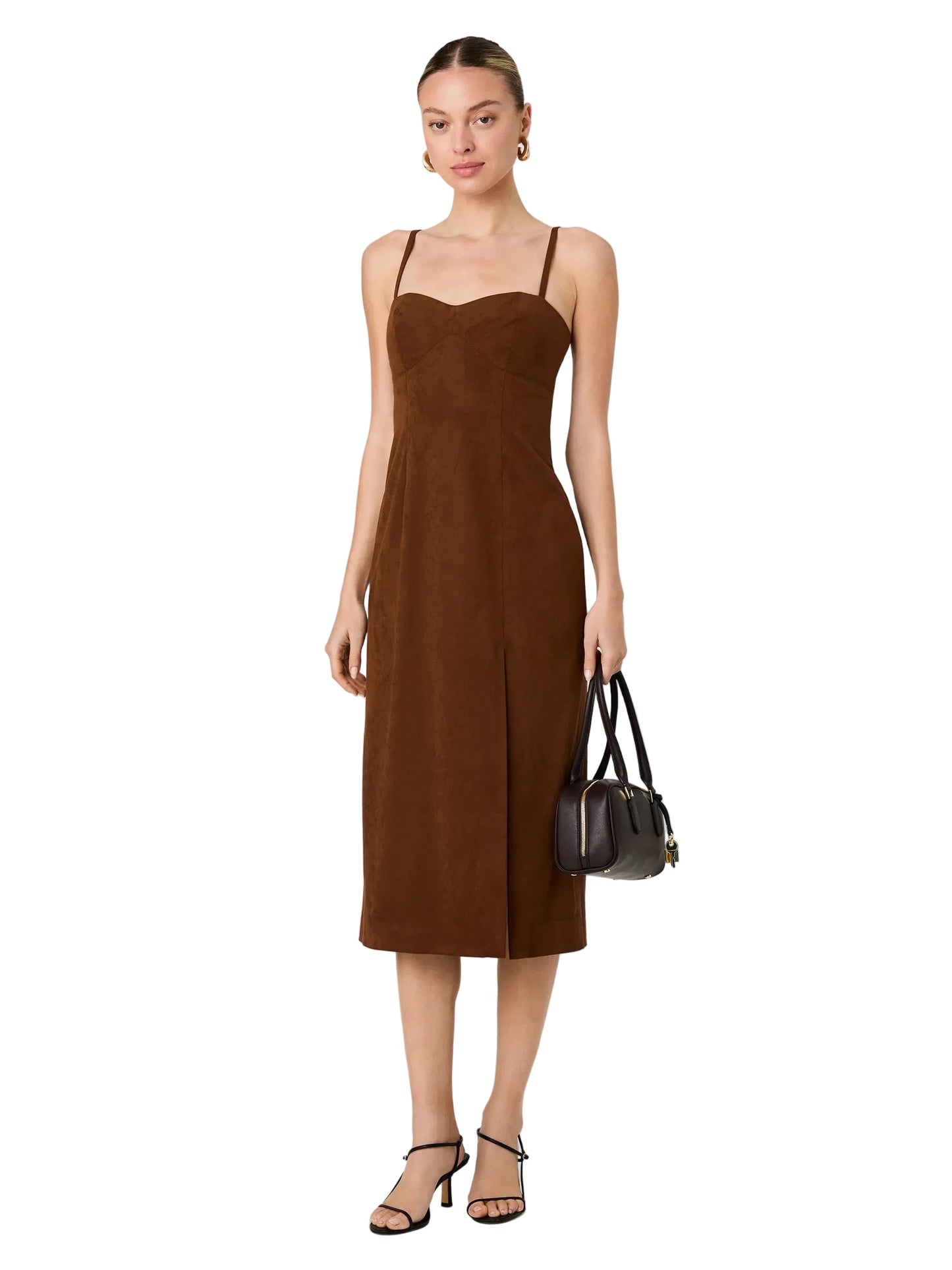 Sonja Suede Midi Dress- Brown