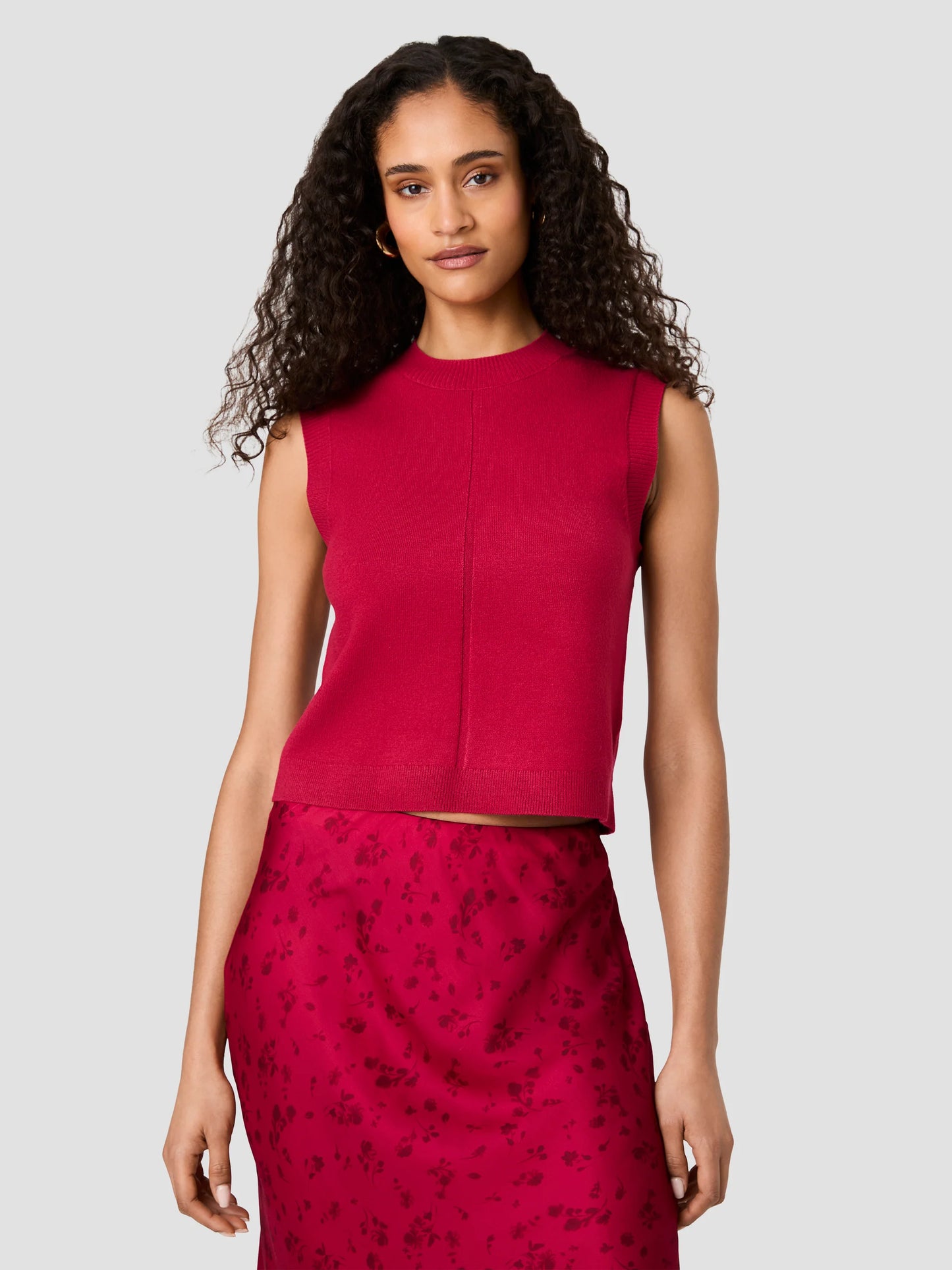 Babysoft Crewneck Sleeveless Top- Rose