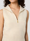Marley Half Zip Rib Vest- Oatmeal