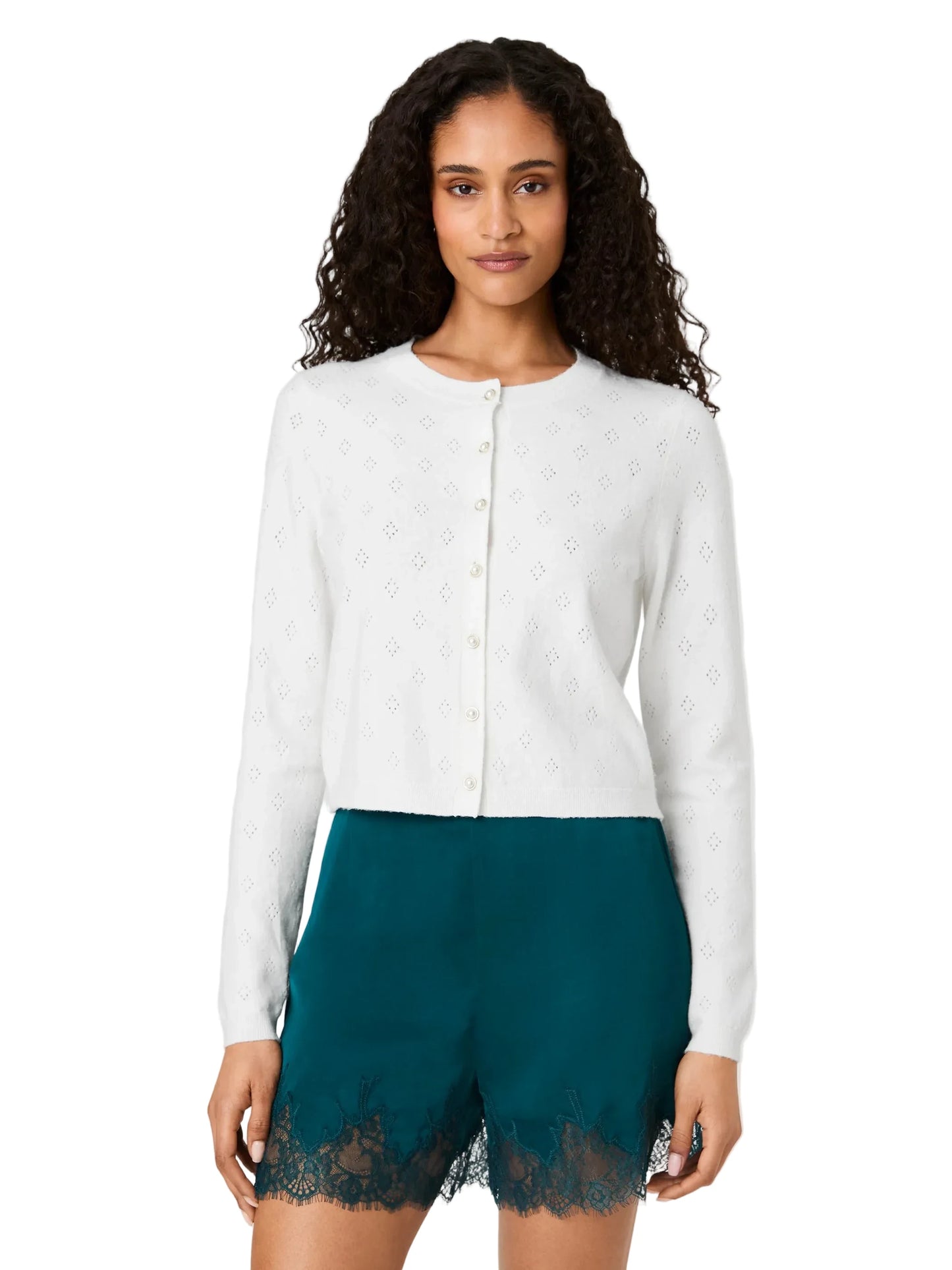 Dakota Pointelle Cardigan- Winter White