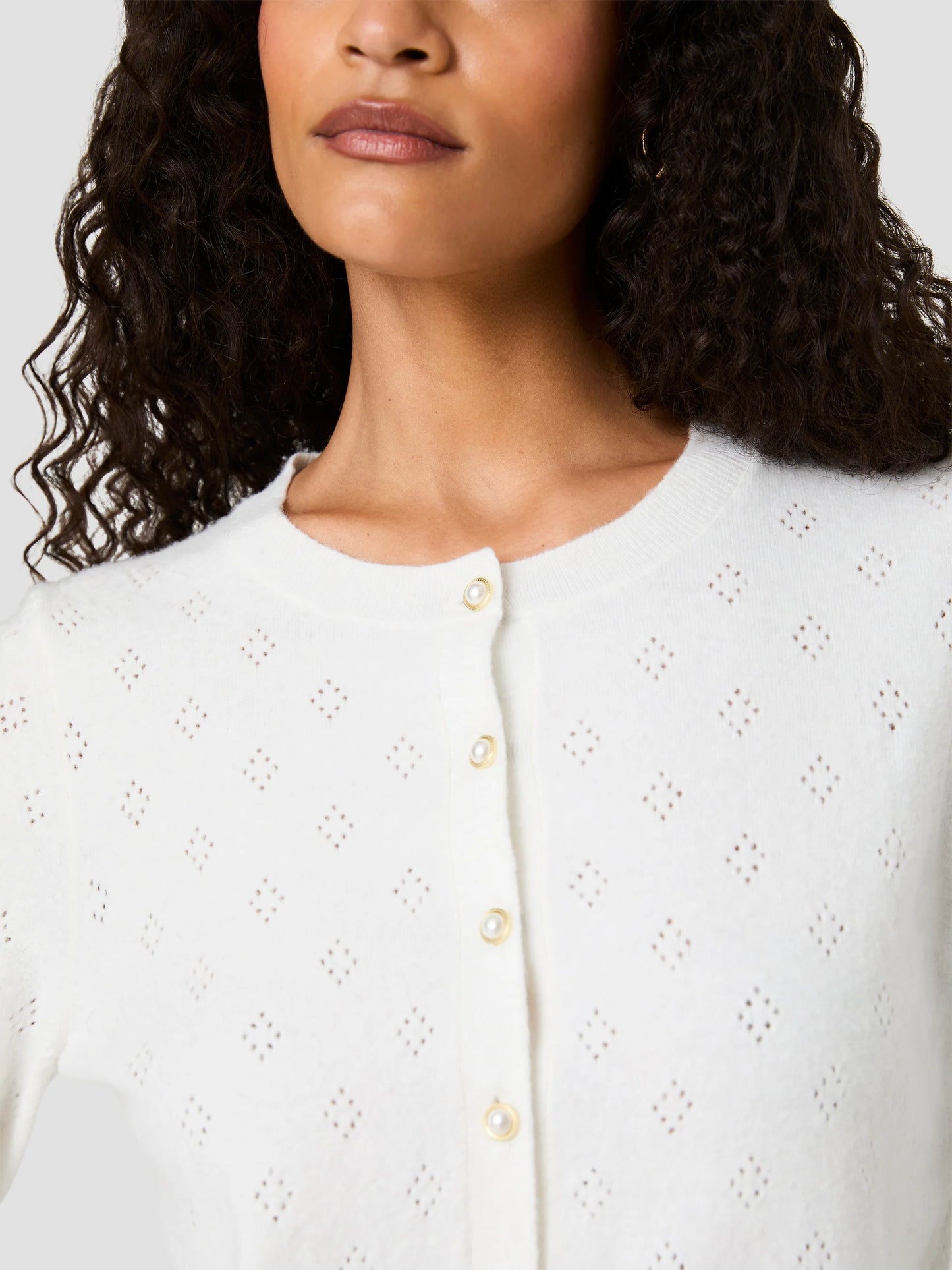 Dakota Pointelle Cardigan- Winter White