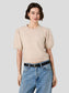 Yulia Knit Puff Sleeve Top- Oatmeal