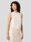 Sleeveless Pointelle Boarder Top- Oatmeal