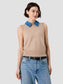 Collared Knit Vest- Taupe/Sky