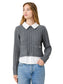 Aleyna Knit Combo Top- Stone Heather
