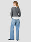 Aleyna Knit Combo Top- Stone Heather