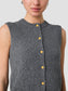 Aleyna Button Down Sleeve Top- Grey