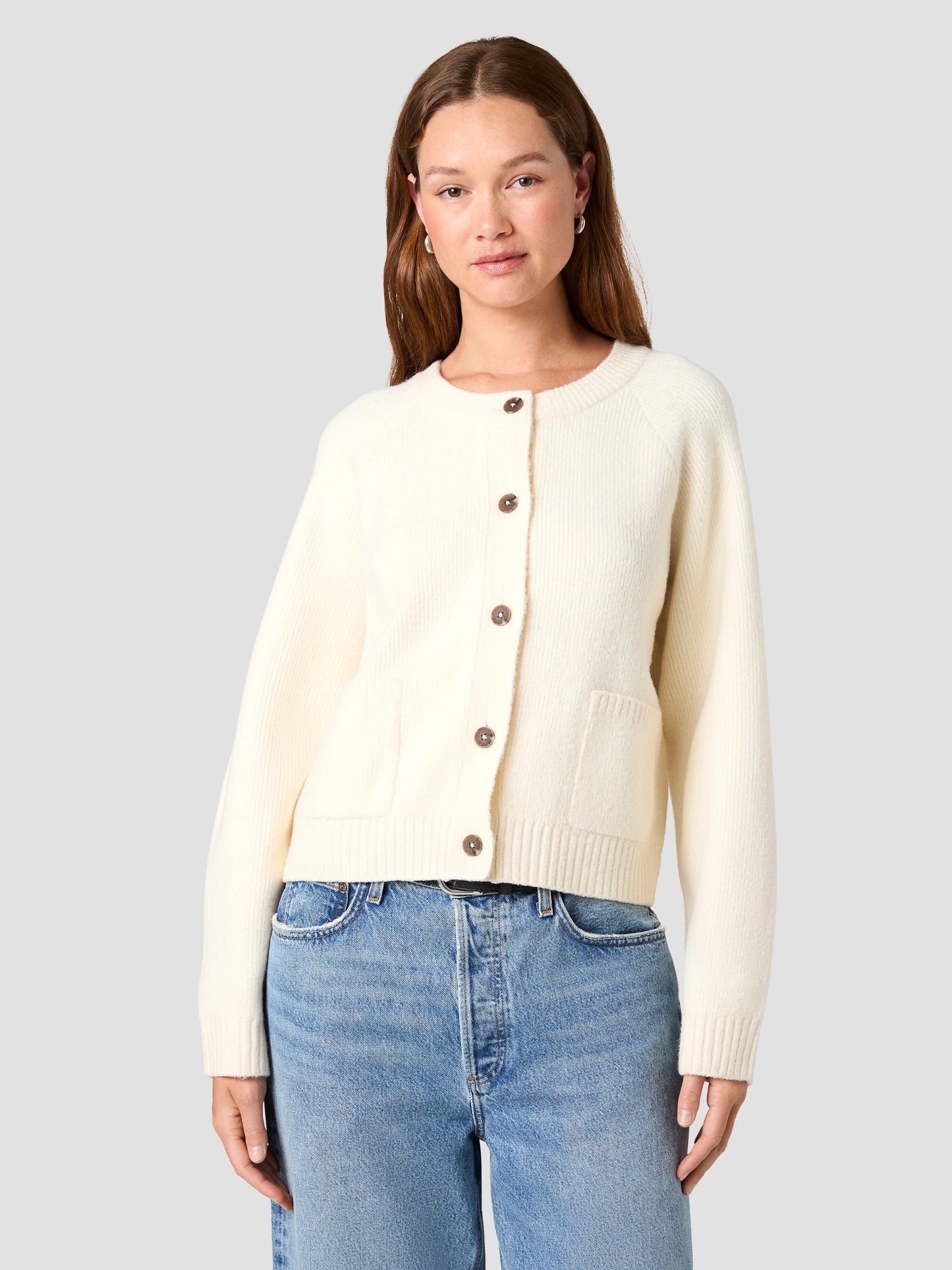 Suzie Knit Cozy Cardigan- Birch White