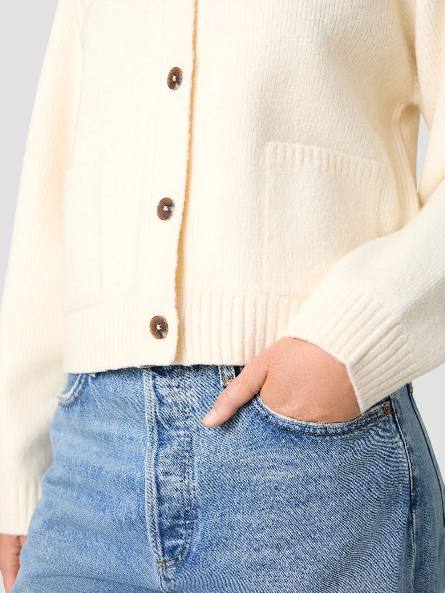 Suzie Knit Cozy Cardigan- Birch White