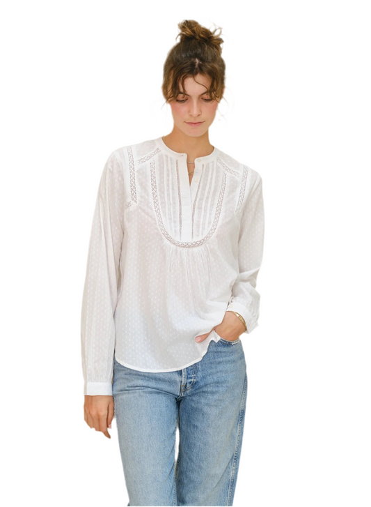 Adley Long Sleeve Top- white