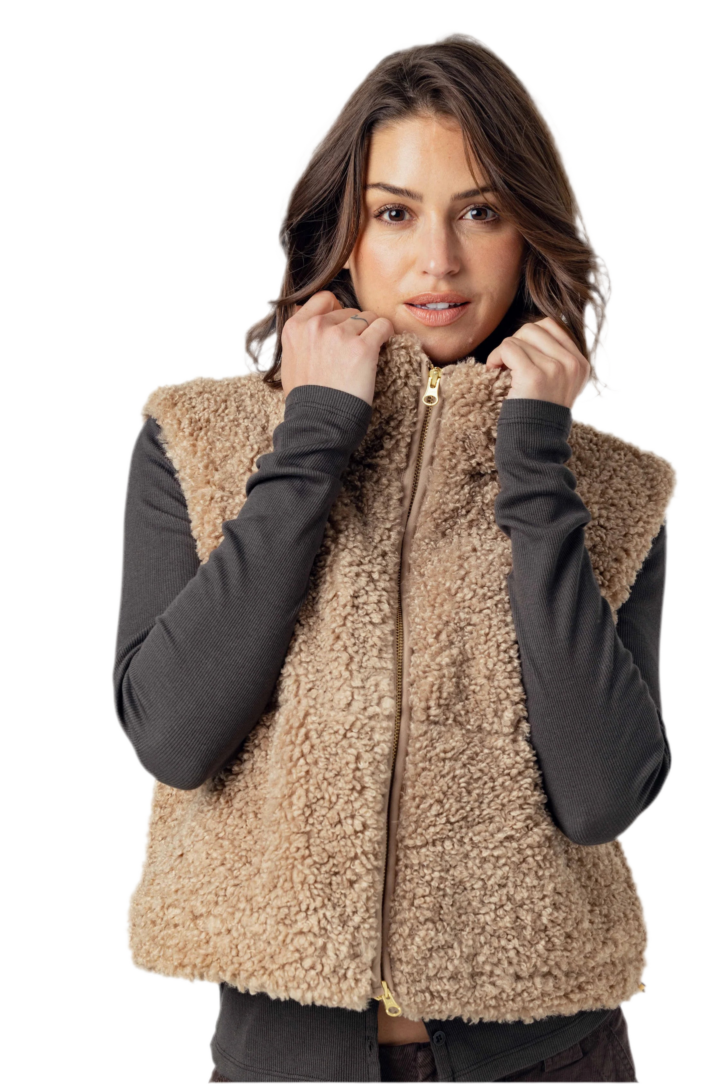 Sherpa Cecily Vest- Latte