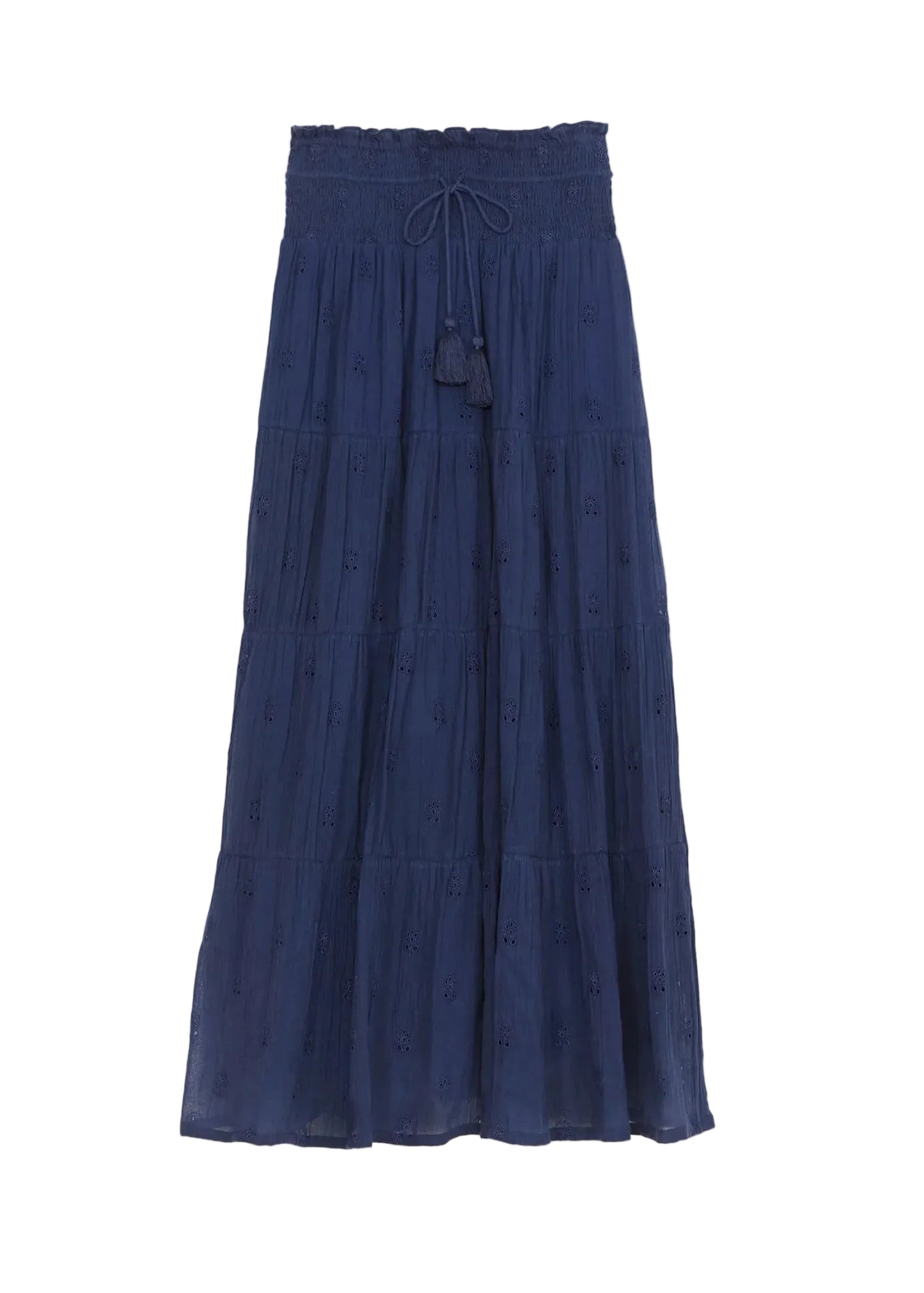 Frani Embroidered Maxi Skirt- Indigo