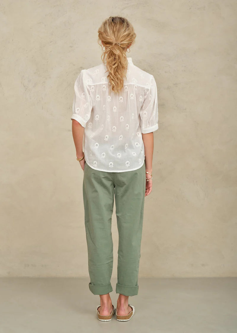 Frani Short Sleeve Top- White