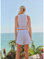 Striped Track Short- White/Blue