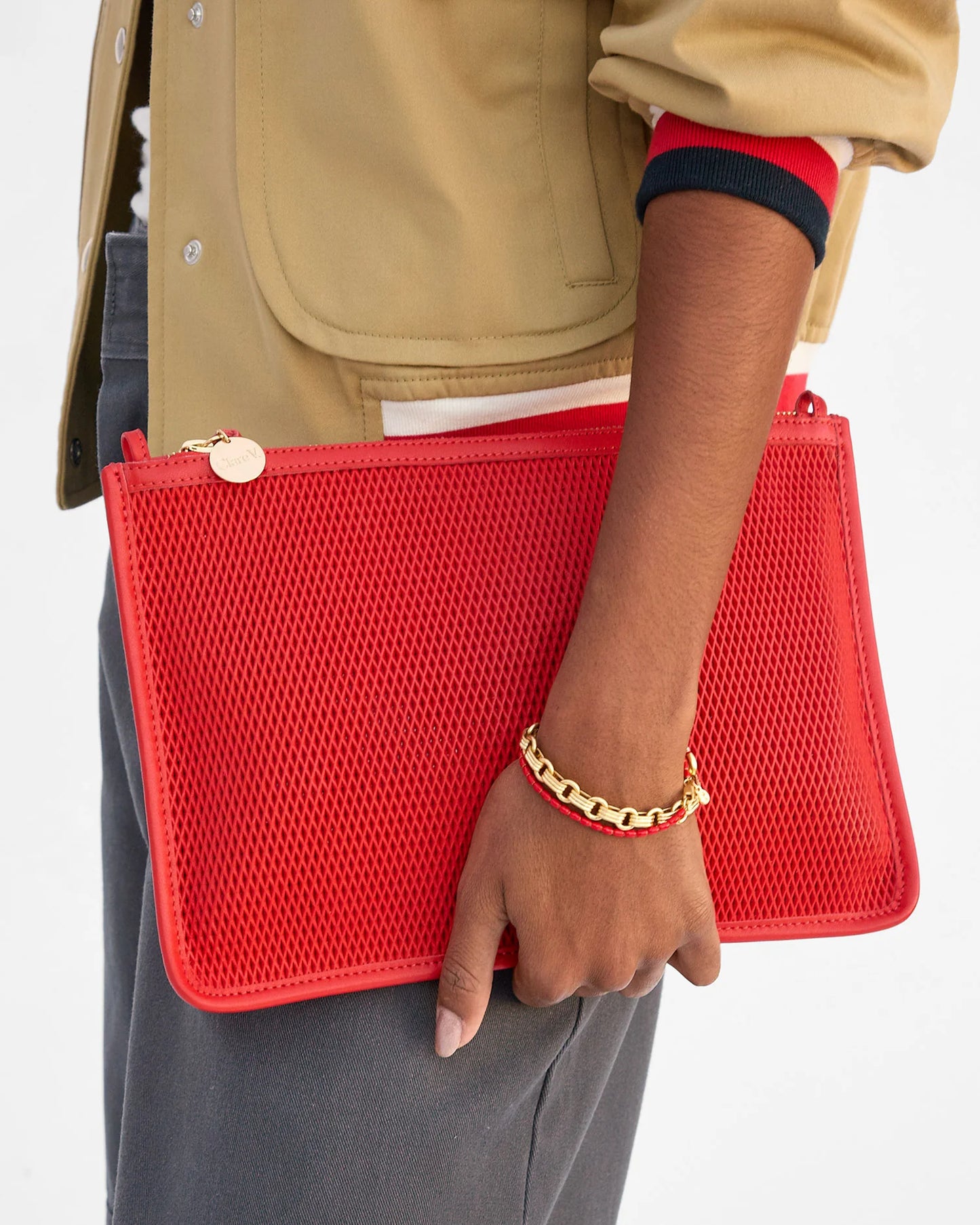 Flat Clutch with Tabs- Poppy