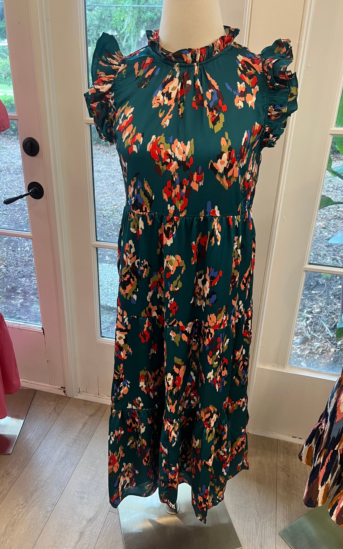 Sleeveless Ruffle Printed Dress