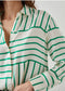Mara Button Down Shirt- Green Line Art