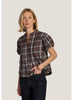 Finley Plaid Blouse- Indigo/Brown