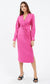 Ingrid Satin Twist Front Midi Dress- Pink