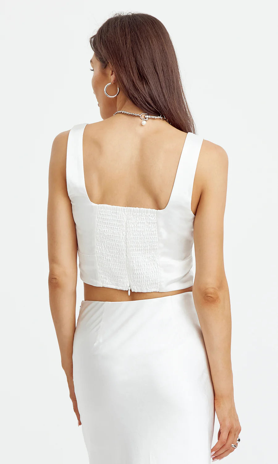Babel Satin Cropped Top- Off White