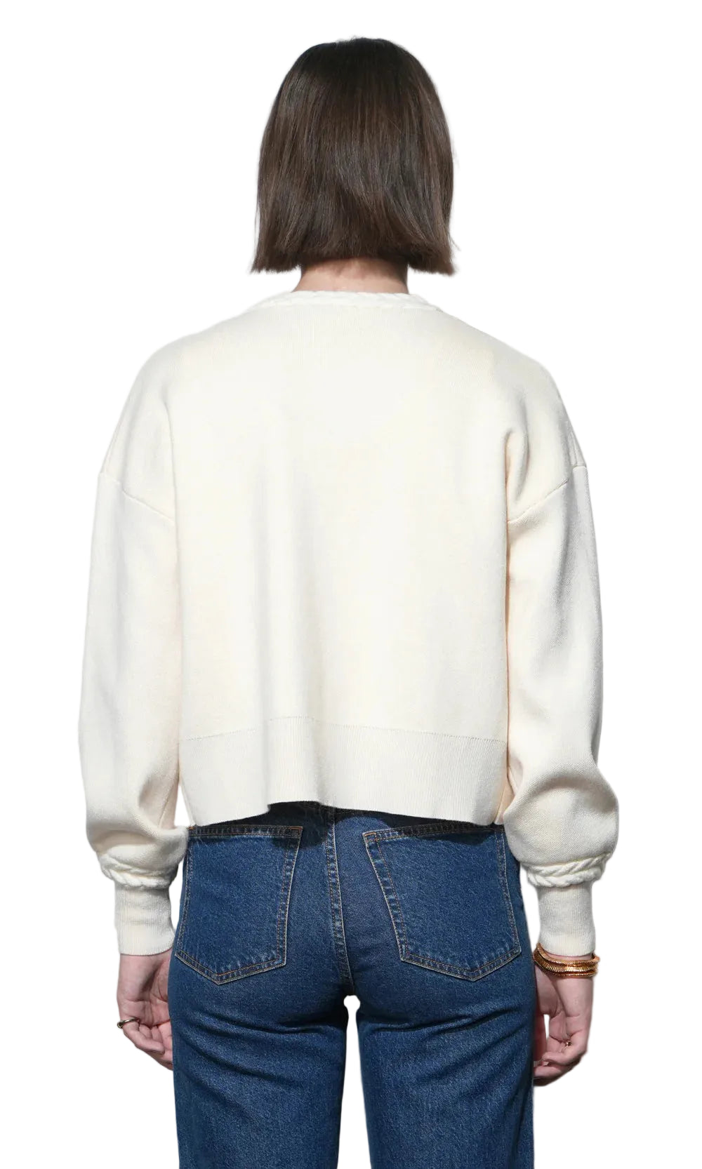 Teagan Braid Detail Cardigan- Cream