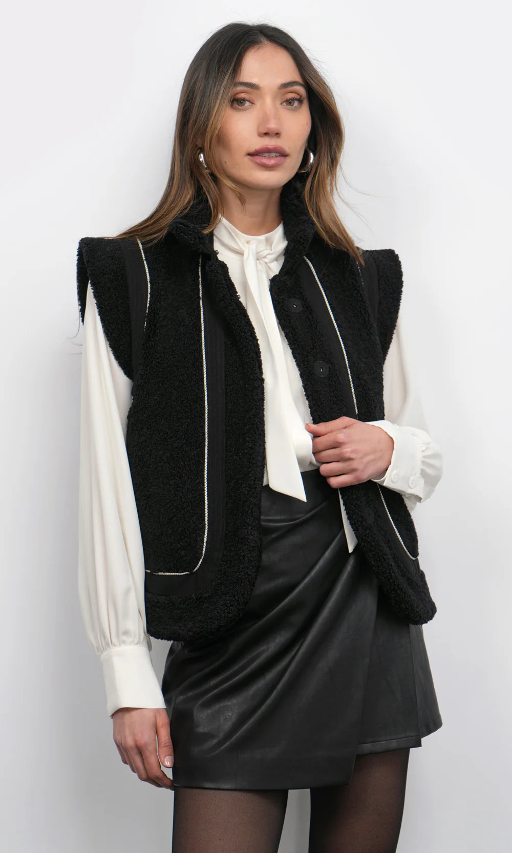 Rory Shearling Vest- Black