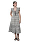 Lacey Smocked Tie Front Plaid Midi
