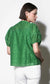 Sadie Puff Sleeve Eyelet Button Down Top- Green