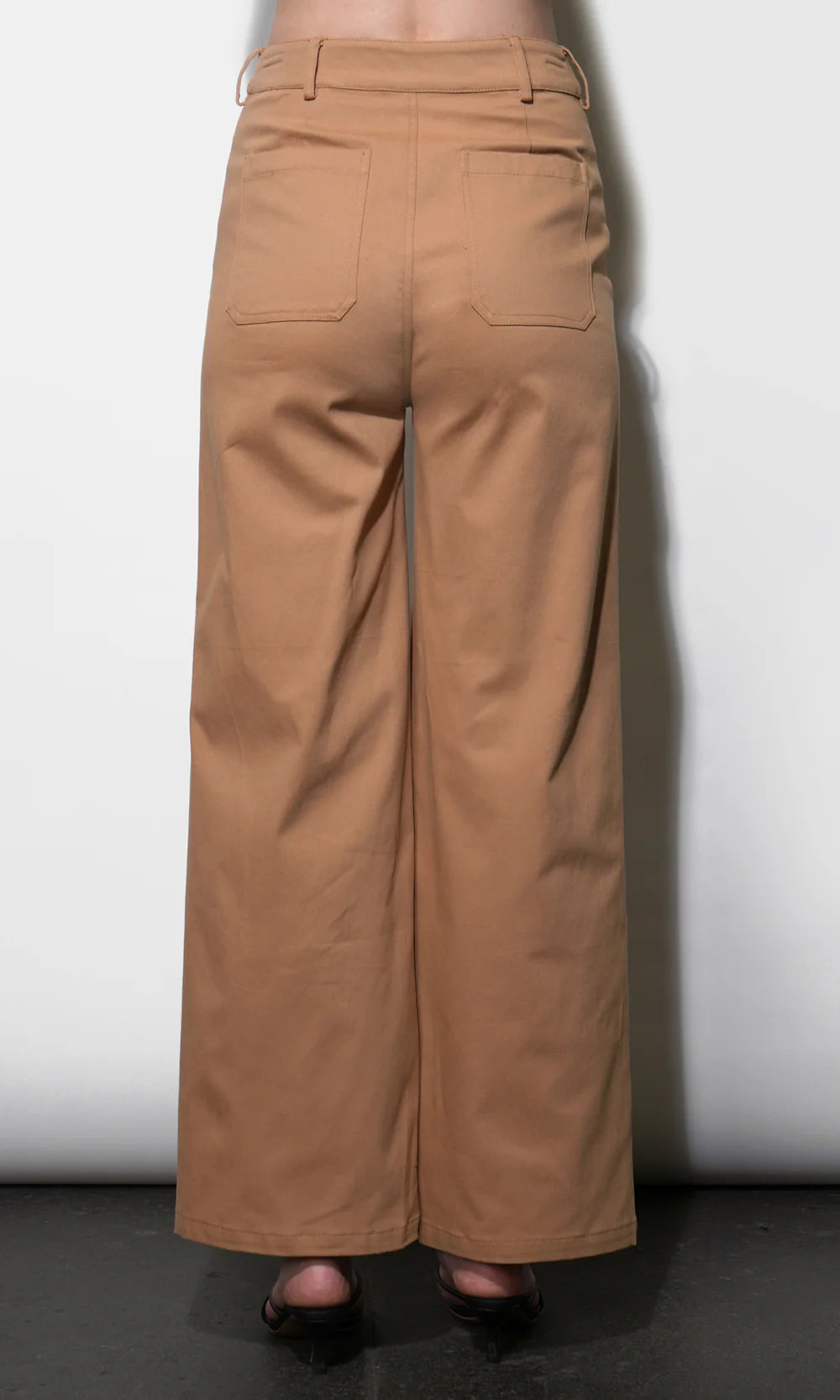 Jennsen Cotton Canvas Wide Leg Pant- Tan