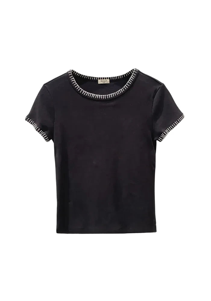 Brooks Blanket Stitch Tee- Black