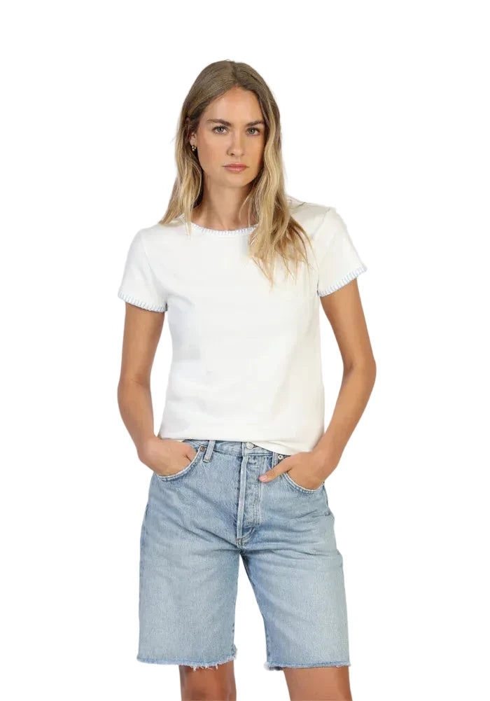 Brooks Blanket Stitch Tee- White