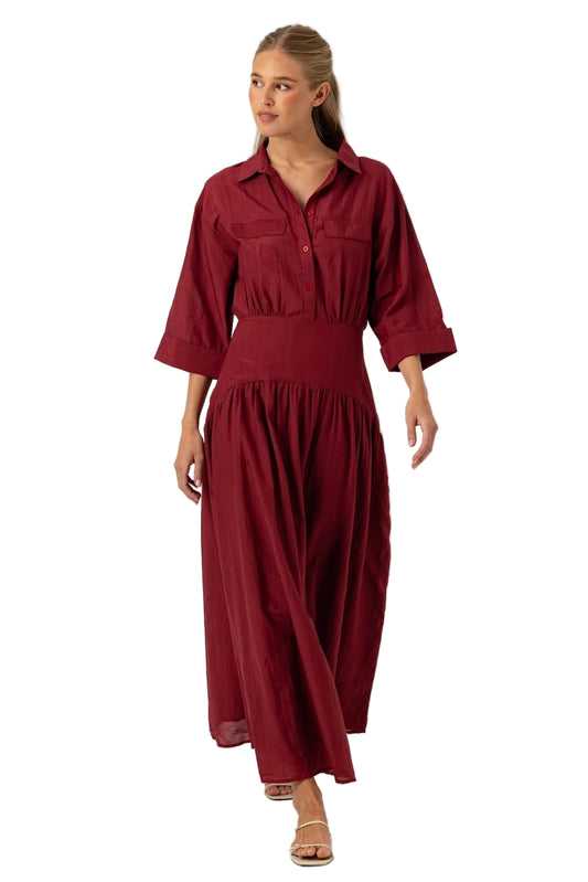 Gabriella Maxi Dress Syrah – full-length front view on model