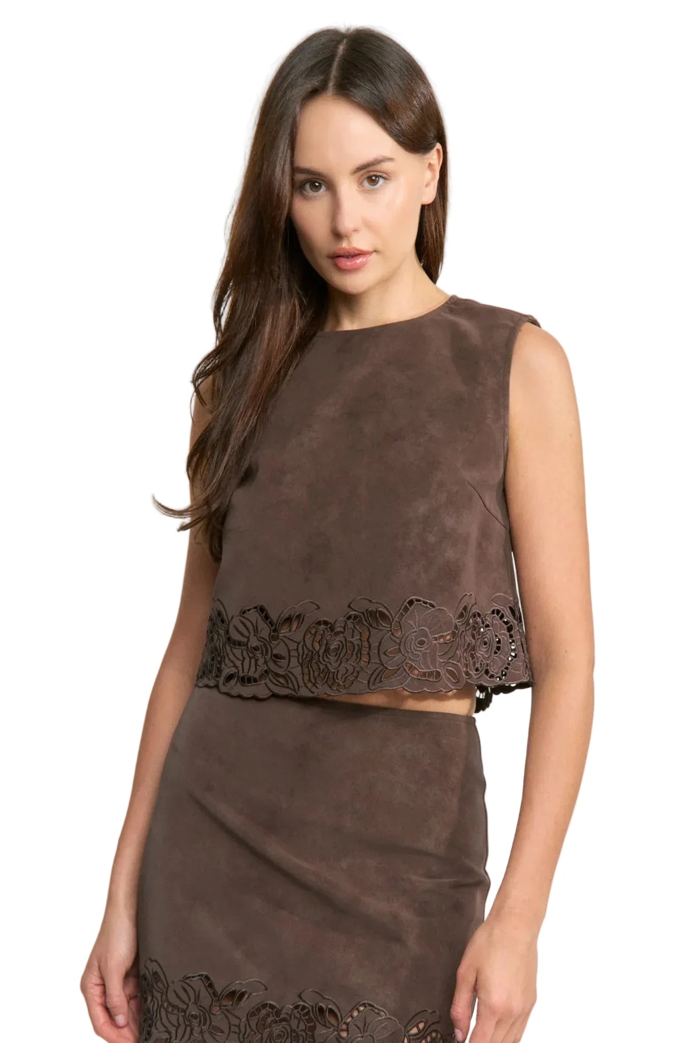 Pauline Crop Top- Brown