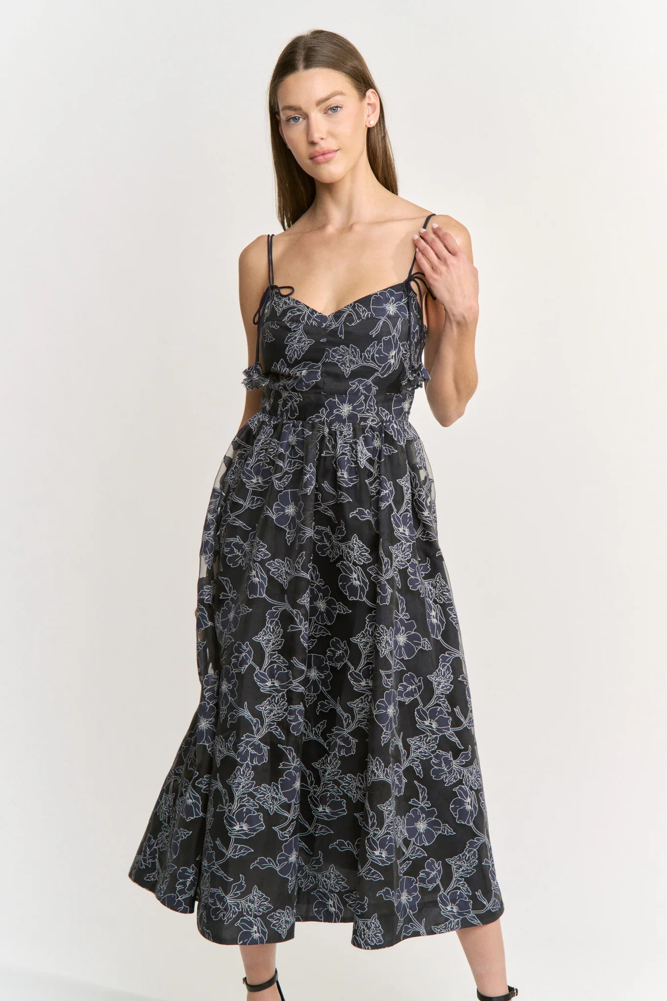 Alicia Midi Dress- Navy