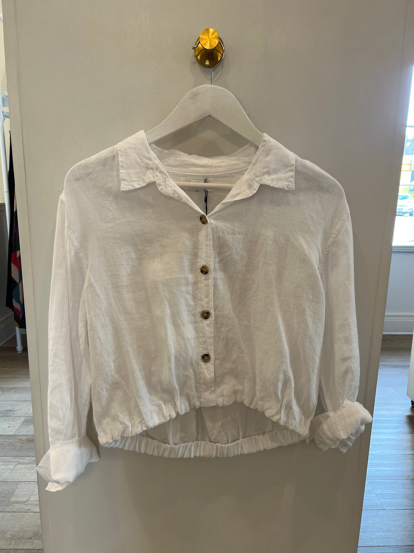 Raven Long Sleeve Collared Button Down- White