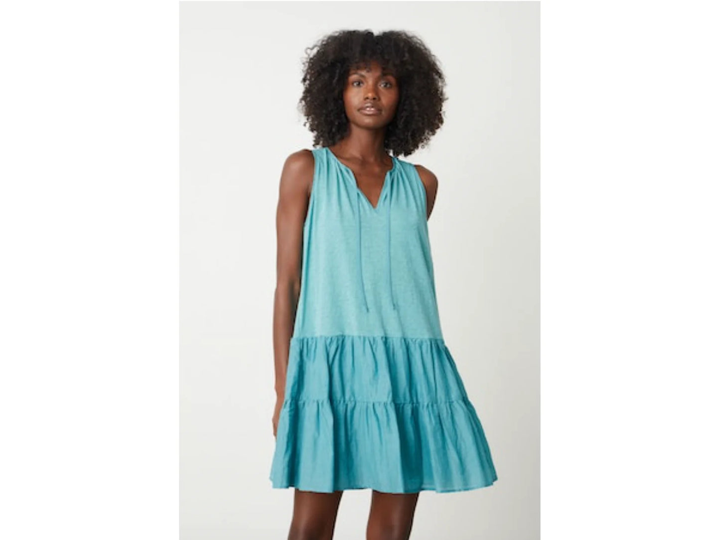 Paige Drop Waist Sleeveless Dress- Turquoise
