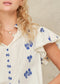 Iris Woven Frill Top- Blue