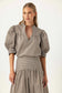 Ingrid Striped Puff Sleeve Top- Umber Lurex