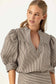 Ingrid Striped Puff Sleeve Top- Umber Lurex
