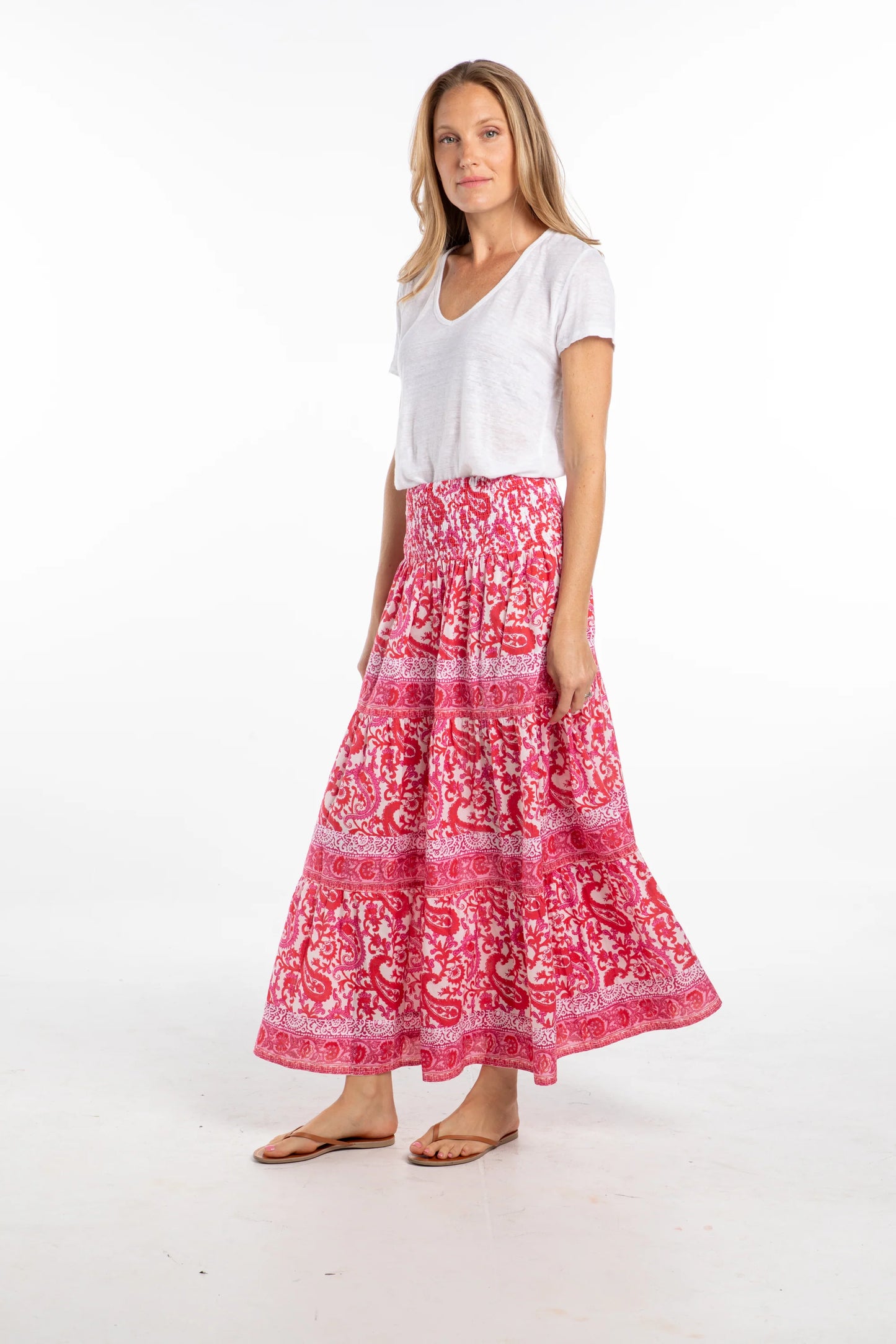 Isabel Maxi Skirt- Pink Paisley