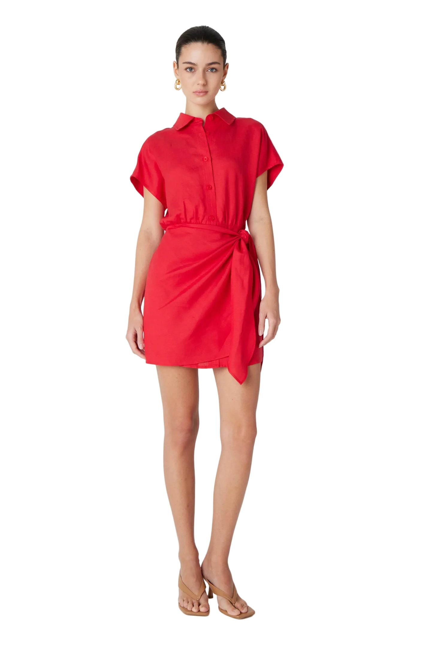 Carson Wrap Mini Dress- Red
