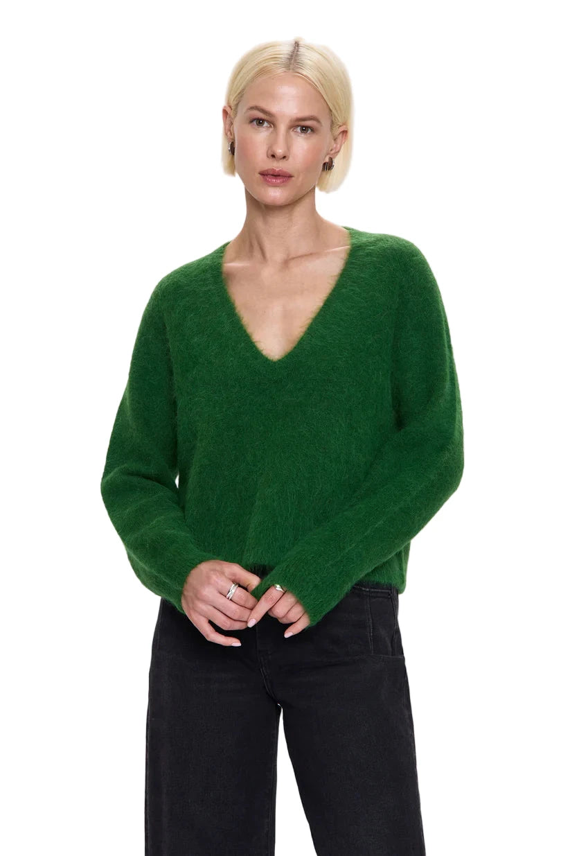Kit V-Neck Long Sleeve Pullover- Winter Green