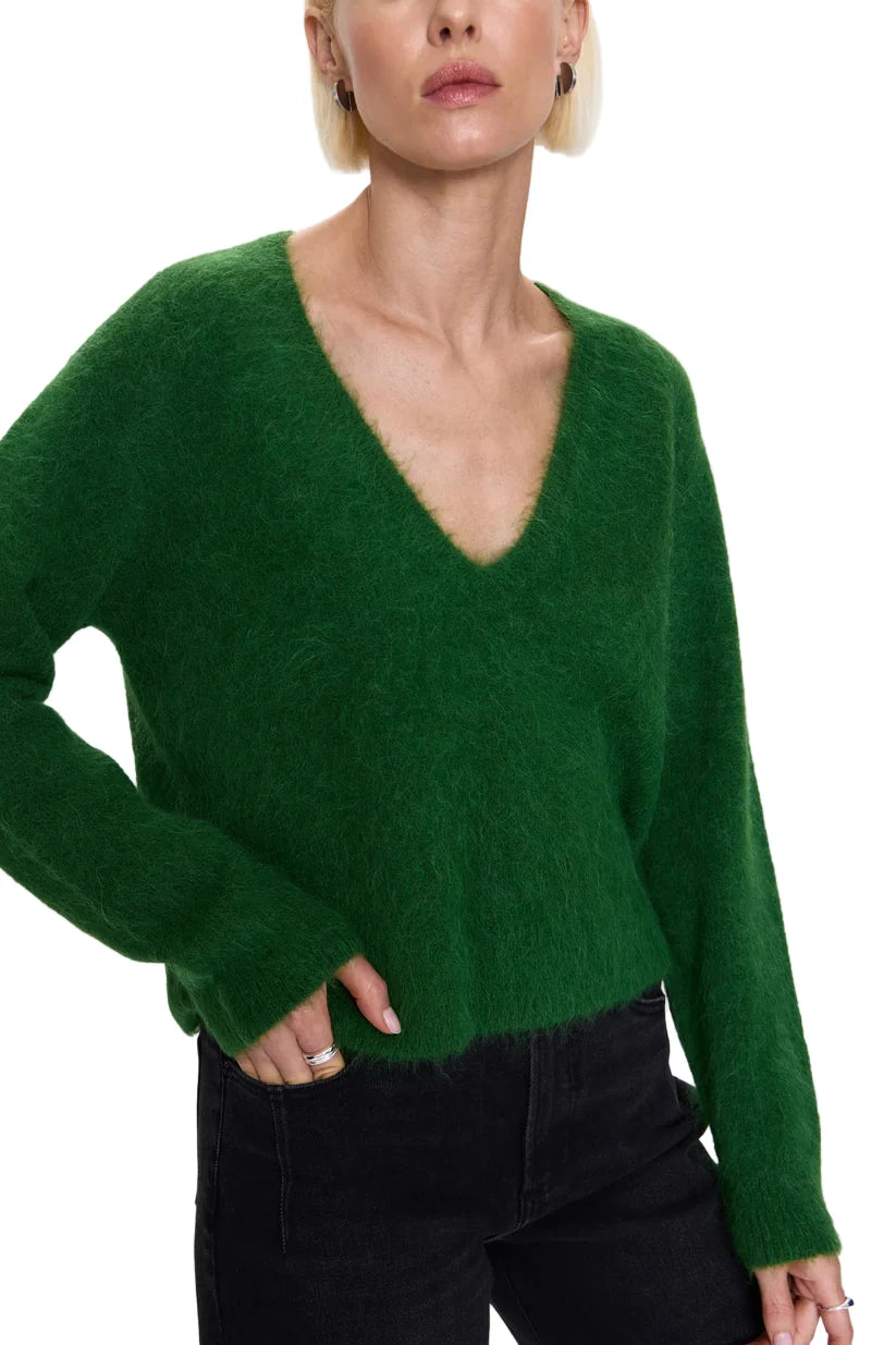 Kit V-Neck Long Sleeve Pullover- Winter Green