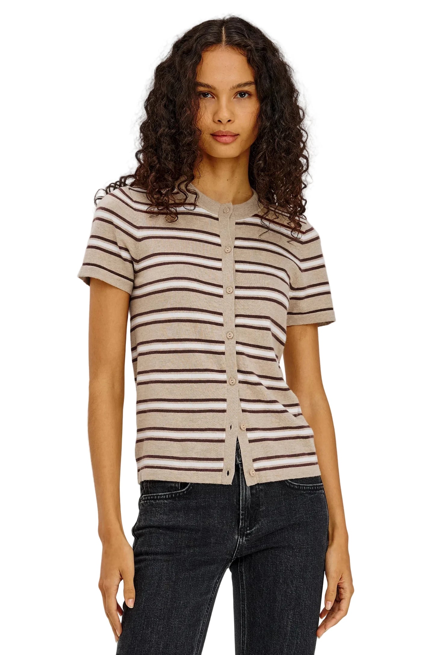 Kylie Striped Top- Heathered Oat Stripe