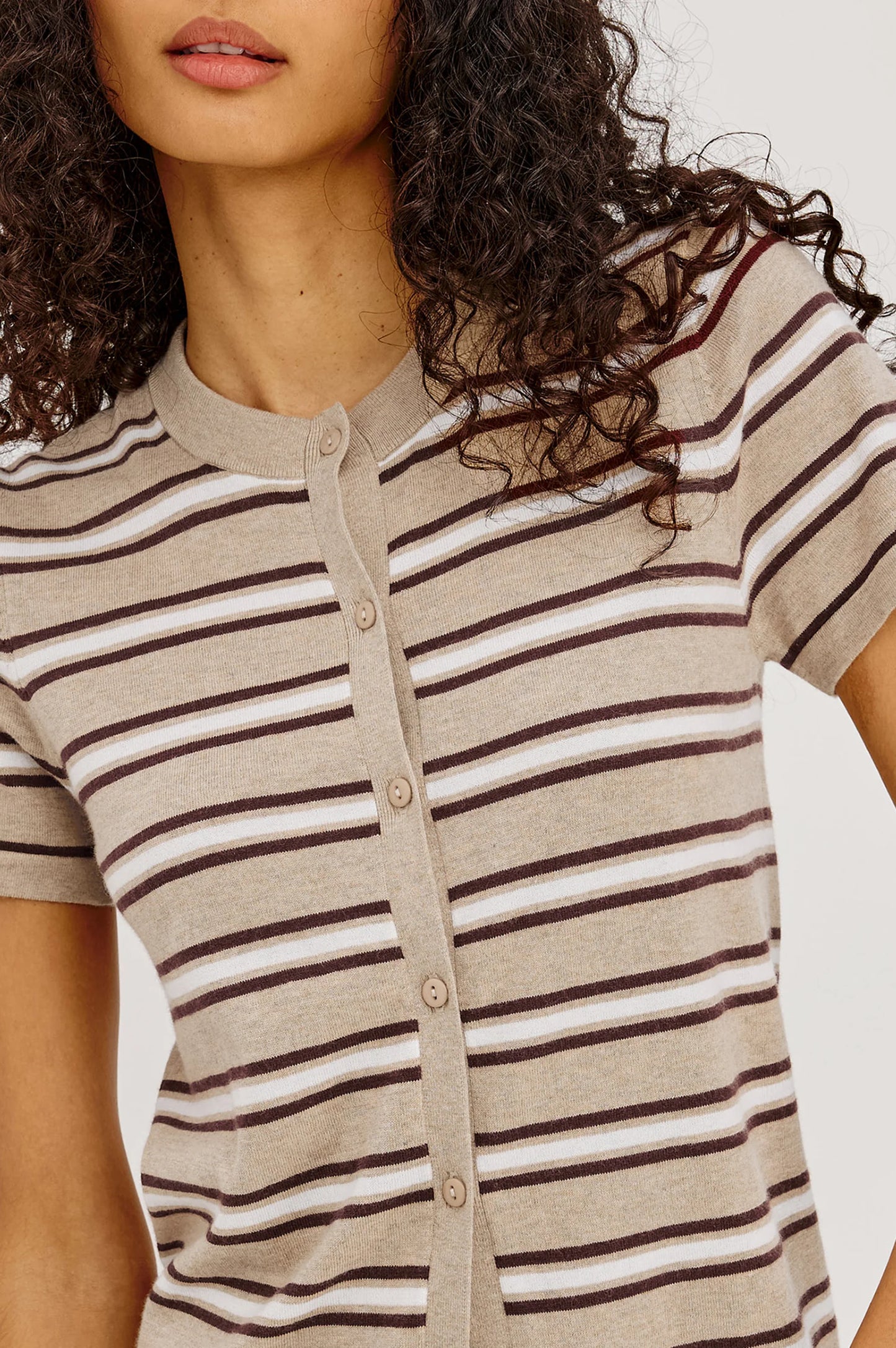 Kylie Striped Top- Heathered Oat Stripe