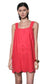 Kallie Linen Embroidered Dress- Red