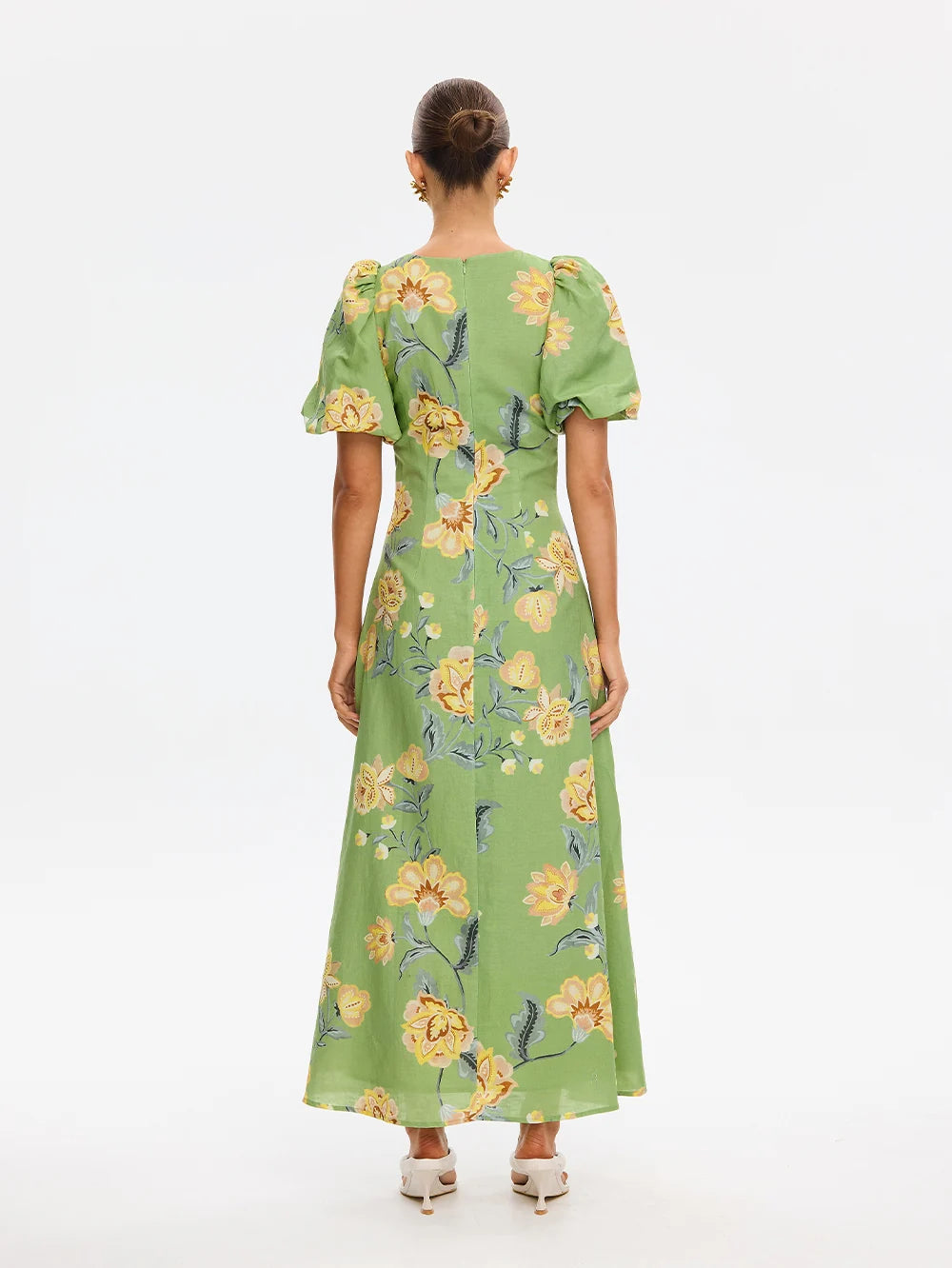 Eve Floral Knotted Maxi Dress- Green