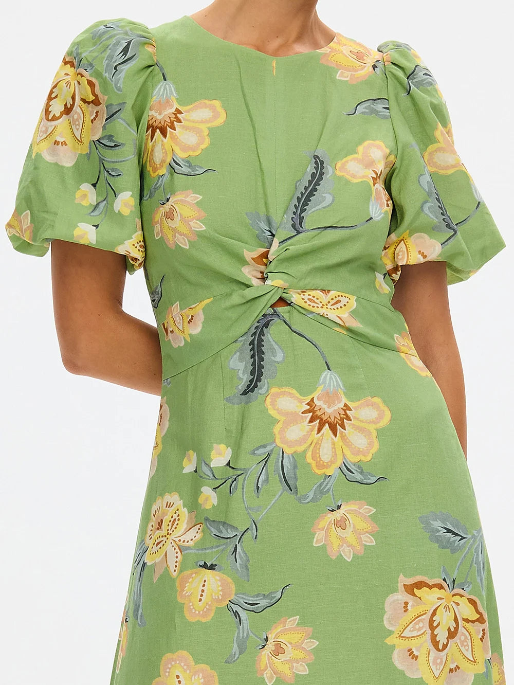 Eve Floral Knotted Maxi Dress- Green